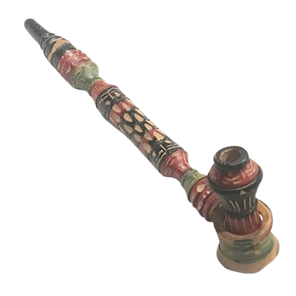 Vtg Hand Carved Wooden Albanian Folk Pipe Unused